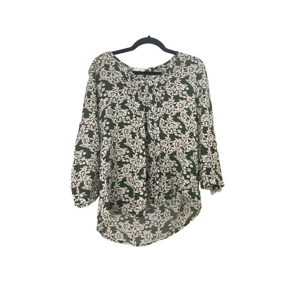 Fun2Fun Womens S Green Floral Rayon Blouse - Picture 2 of 7